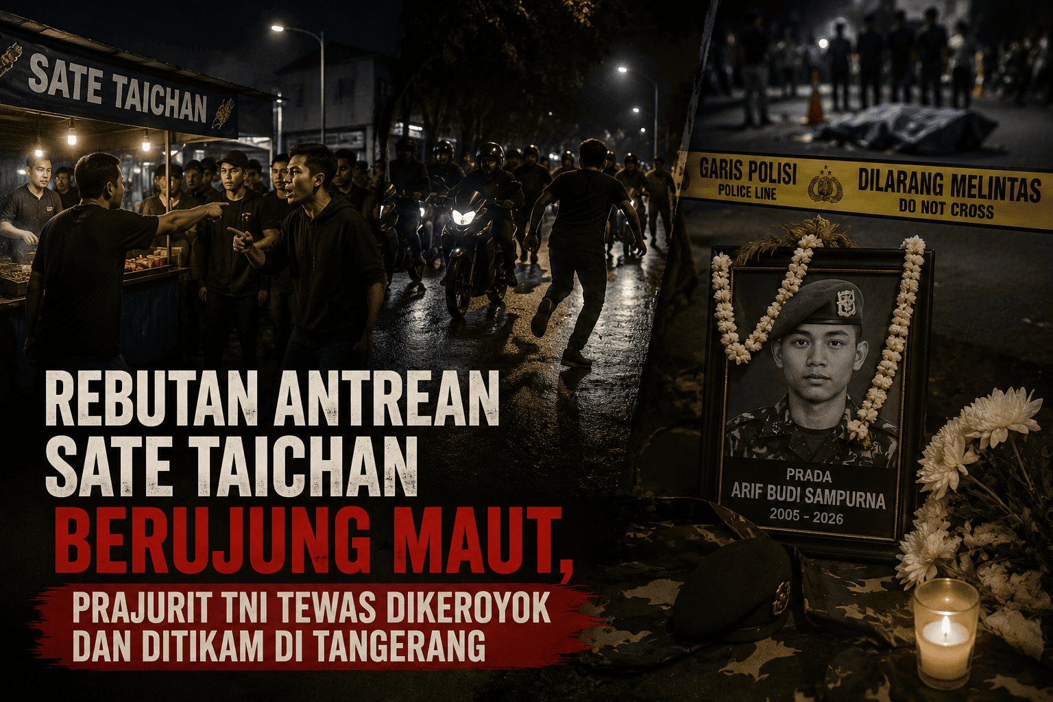 Rebutan Antrean Sate Taichan Berujung Maut, Prajurit TNI Tewas Dikeroyok dan Ditikam di Tangerang